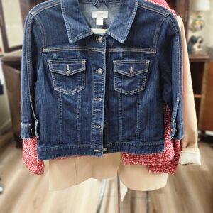 LOFT Indigo Denim Jacket with Contrast Stitching